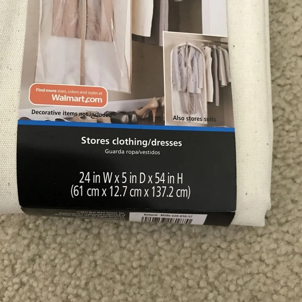 Mainstays Garment bag - 24” x 5” x 54” - NEW.